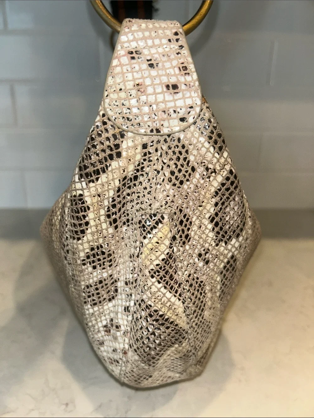 By Anthropologie Snake Print Leather Hobo Bag Shoulder Bag crossbody